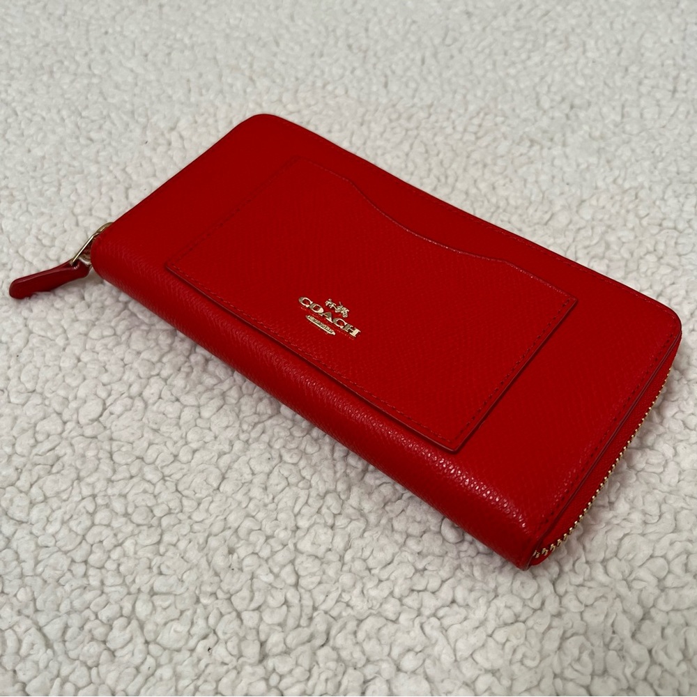 Coach Long Zip Around Wallet in Cardinal Red